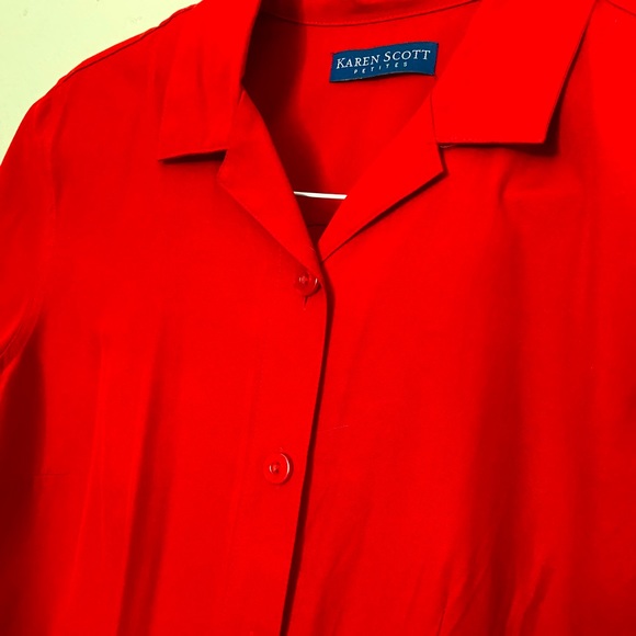 Women’s red button-up blouse, three-quarter length sleeves. Excellent condition. - Picture 1 of 7